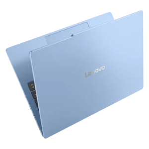 Lenovo IdeaPad Slim 5 13ARP10 Polar Blue - מבט מזווית אחורית עם מסך פתוח