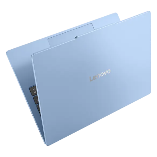 Lenovo IdeaPad Slim 5 13ARP10 Polar Blue - מבט מזווית אחורית עם מסך פתוח