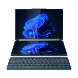 Lenovo Yoga Book 9 14IAH10 83KJ001LIV - מבט קדמי, שני מסכים פתוחים