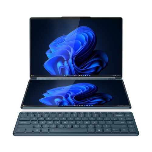 Lenovo Yoga Book 9 14IAH10 83KJ001LIV - מבט קדמי, שני מסכים פתוחים