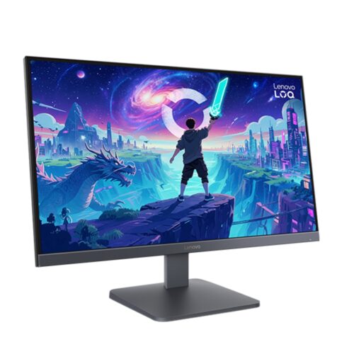 Lenovo LOQ 27-10 - מבט מלפנים בזווית עם תצוגת המסך