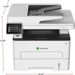 Lexmark MB2236adwe - מבט קדמי, תווית דגם קריאה על גוף המכשיר (מקור: Newegg)