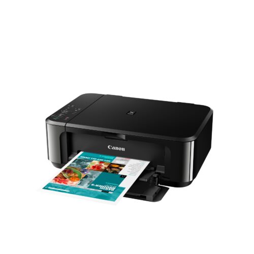 מדפסת Canon PIXMA MG3650 מדפיסה דף צבעוני מבט מזווית