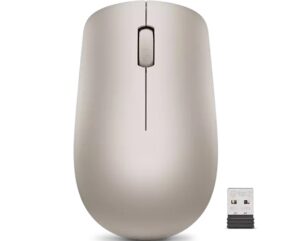 Lenovo 530 Wireless Mouse Almond - מבט מלמעלה עם מקלט Nano USB
