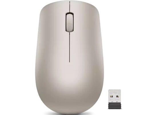 Lenovo 530 Wireless Mouse Almond - מבט מלמעלה עם מקלט Nano USB