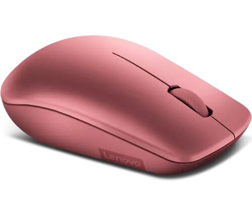 עכבר Lenovo 530 Wireless Mouse אדום דובדבן - מבט צד עם לוגו Lenovo