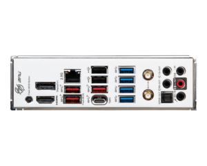 לוח אם MSI MPG B650 EDGE WIFI - תקריב פאנל חיבורים אחורי
