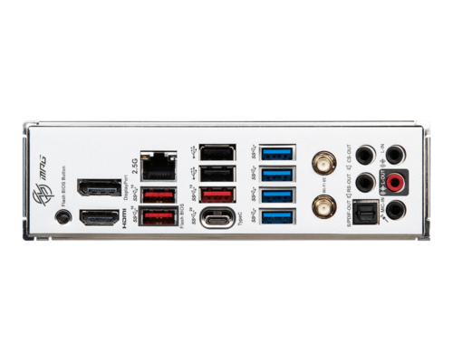 לוח אם MSI MPG B650 EDGE WIFI - תקריב פאנל חיבורים אחורי