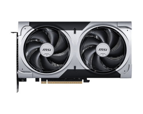 כרטיס מסך MSI GeForce RTX 5060 Ti 16G VENTUS 2X OC PLUS - מבט מלפנים עם שני מאווררי VENTUS 2X