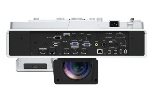 לוח חיבורים אחורי ועדשת ההשלכה של מקרן Epson EB-1485Fi