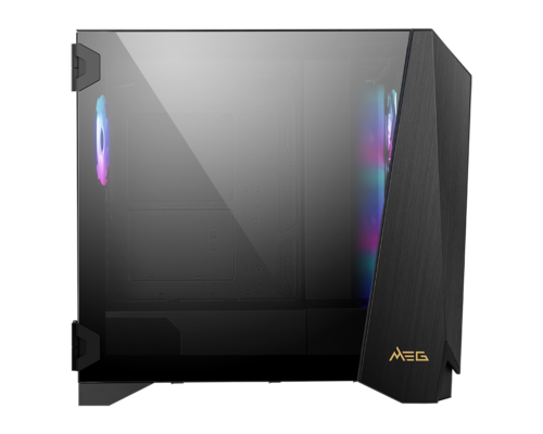 מארז מחשב MSI MEG PROSPECT 700R שחור - מבט קדמי ישיר עם פאנל זכוכית מחוסמת