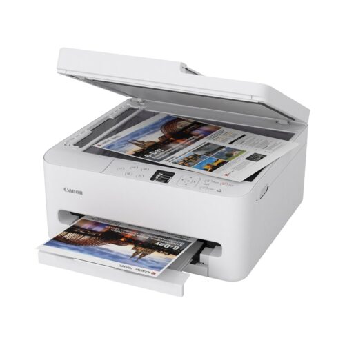מדפסת Canon PIXMA TS7550i עם מכסה הסורק השטוח פתוח