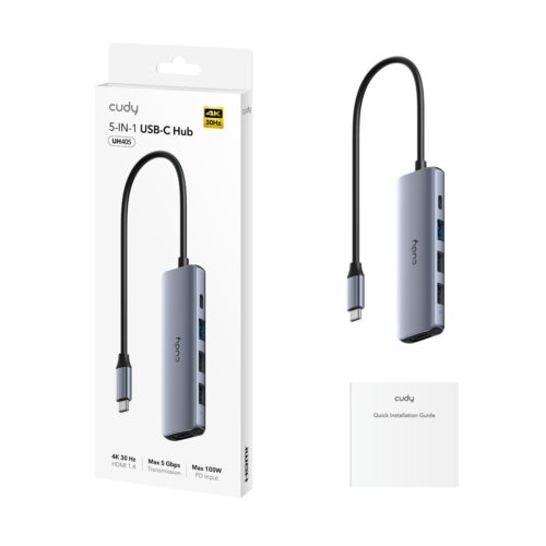 רכזת USB-C CUDY UH405 - אריזת המוצר ותכולה