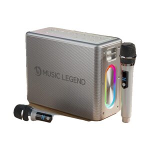 רמקול קריוקי MUSIC LEGEND V60 - זווית עם שני המיקרופונים האלחוטיים