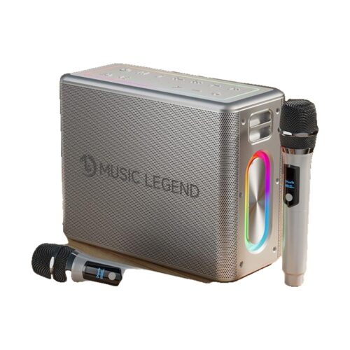 רמקול קריוקי MUSIC LEGEND V60 - זווית עם שני המיקרופונים האלחוטיים