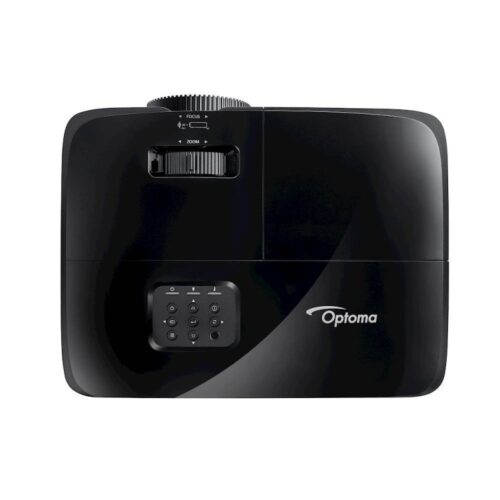 מקרן Optoma W381 - מבט מלמעלה, לוגו Optoma קריא (מקור: projection.center)