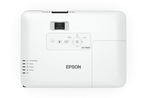 מקרן Epson EB-1780W מבט עליון עם לוח בקרה ותווית דגם