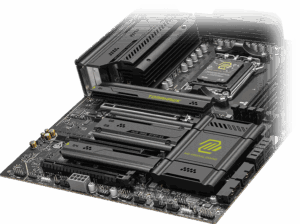 לוח אם MSI MAG X870E TOMAHAWK WIFI - תקריב סלוטי DDR5 ו-M.2