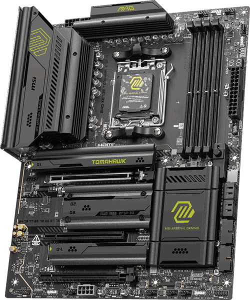 לוח אם MSI MAG X870E TOMAHAWK WIFI AM5 DDR5 - תצוגה מזווית