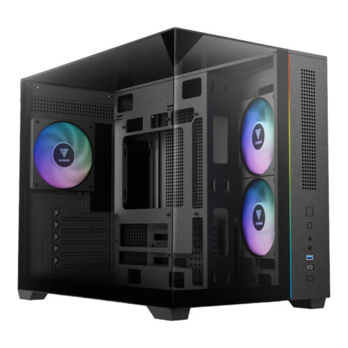 מארז מחשב GAMDIAS ATLAS M3M - Micro Tower זכוכית מחוסמת תלת-צדדית ARGB