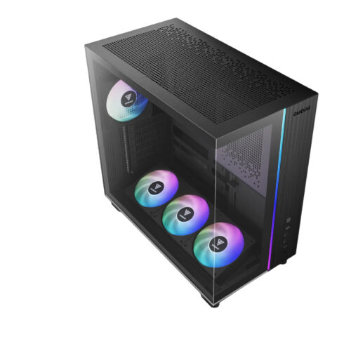מארז מחשב GAMDIAS ATLAS M4 - Mid Tower זכוכית פנורמית 4 מאווררי ARGB