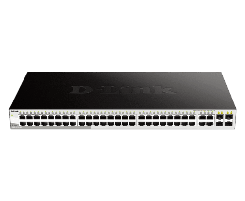 מתג רשת D-Link DGS-1210-52 מנוהל חכם עם 48 יציאות Gigabit ו-4 יציאות SFP Combo