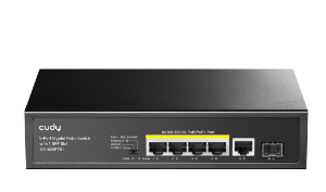 מתג CUDY GS1005PTS1-IL 5-Port Gigabit PoE+ Switch עם יציאת SFP