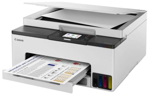 מדפסת הזרקת דיו משולבת Canon MAXIFY GX1040 MegaTank - מבט בזווית עם מגש נייר פתוח