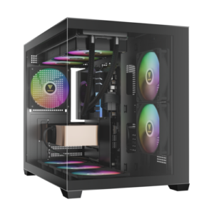 מארז מחשב GAMDIAS AURA GC10M V2 ARGB שחור - מבט זווית