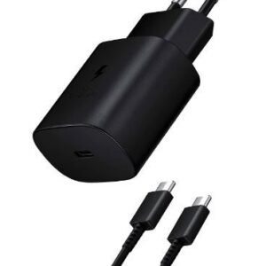 מטען קיר סופר מהיר 25W + כבל Type-C ל-Type-C שחור - תואם Samsung Galaxy
