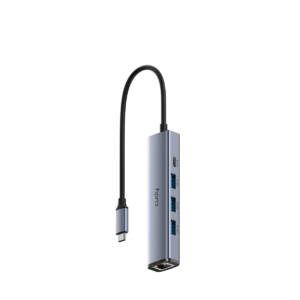 רכזת USB-C CUDY UH605 5-in-1 עם יציאת רשת Gigabit