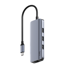 רכזת USB-C CUDY UH606 6-in-1 עם רשת Gigabit ו-HDMI 4K@60Hz
